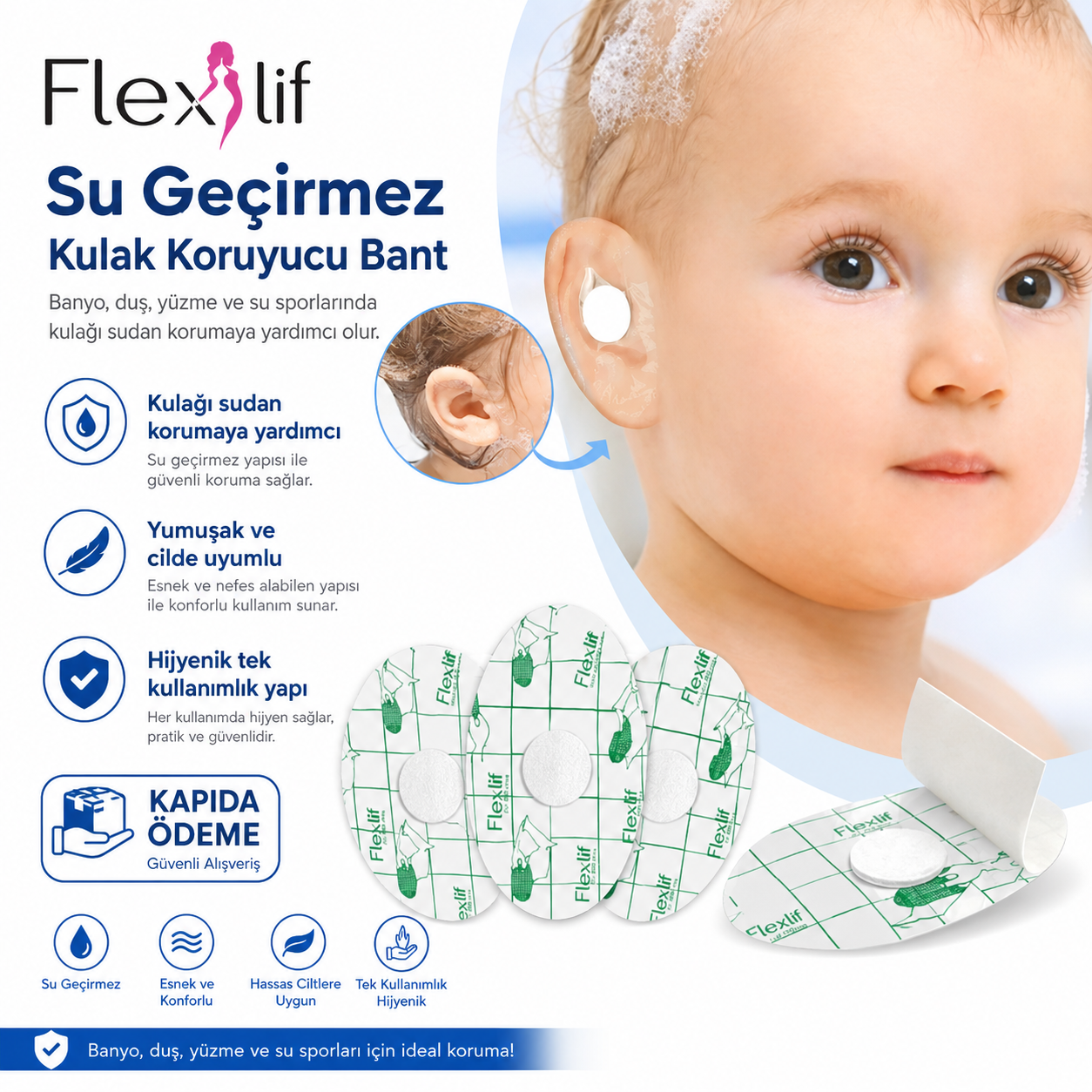 Flexlif Çocuk ve Yetişkin Kulak Koruyucu Bant