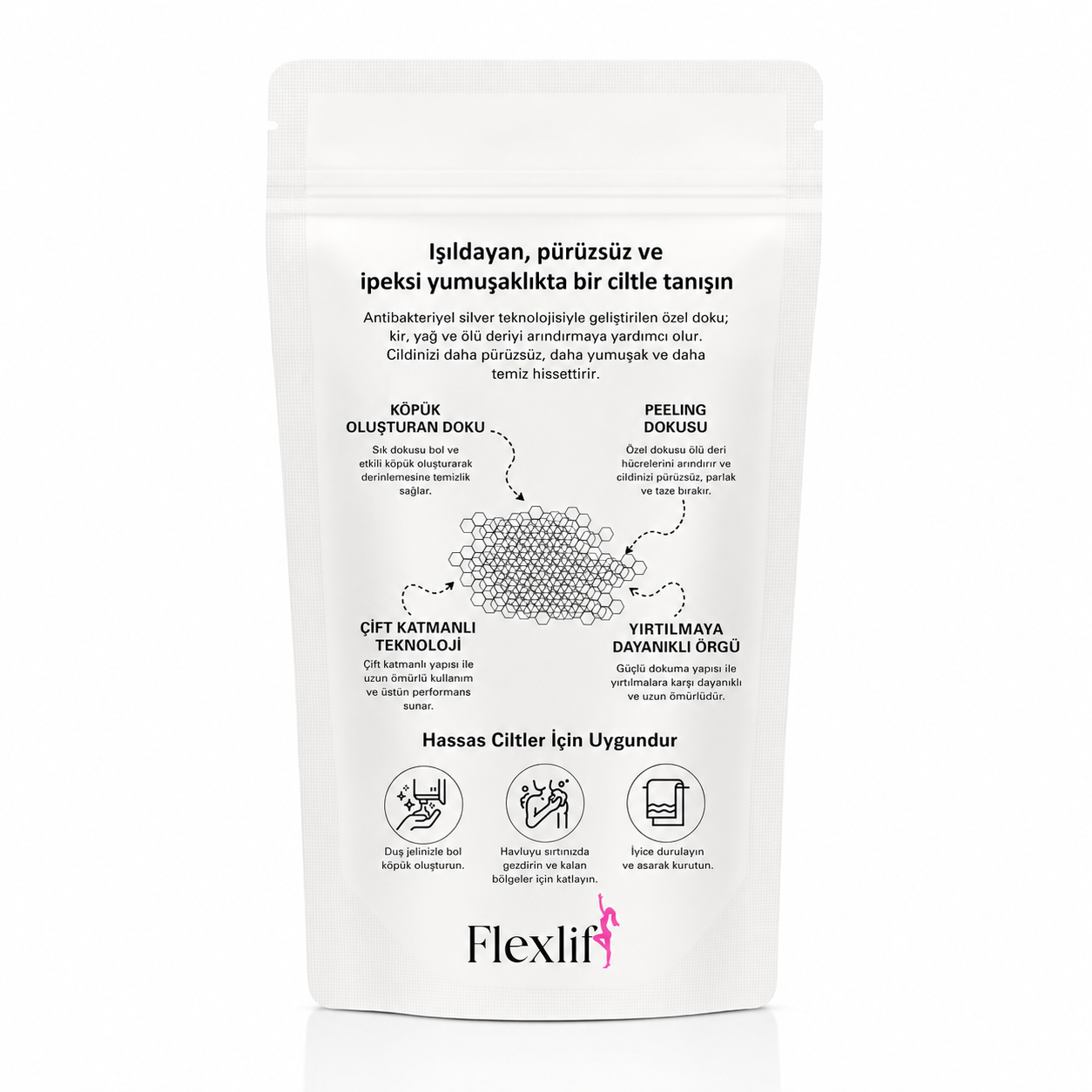 Flexlif Peeling Etkili Antibakteriyel Duş Havlusu