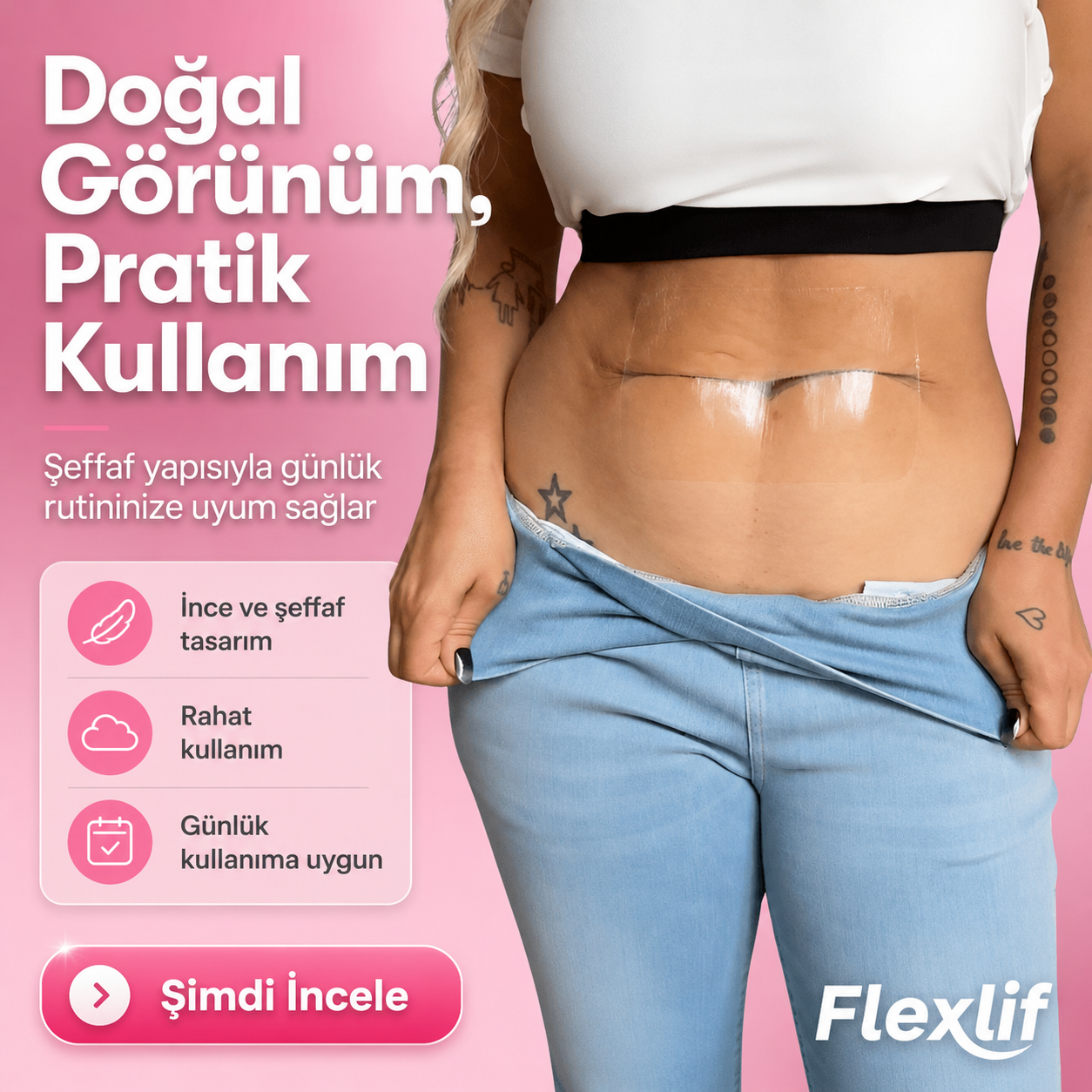 Flexlif Karın Bölgesi Şeffaf Toparlayıcı Bant