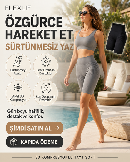 3D Kompresyon Şekillendirici Tayt Şort